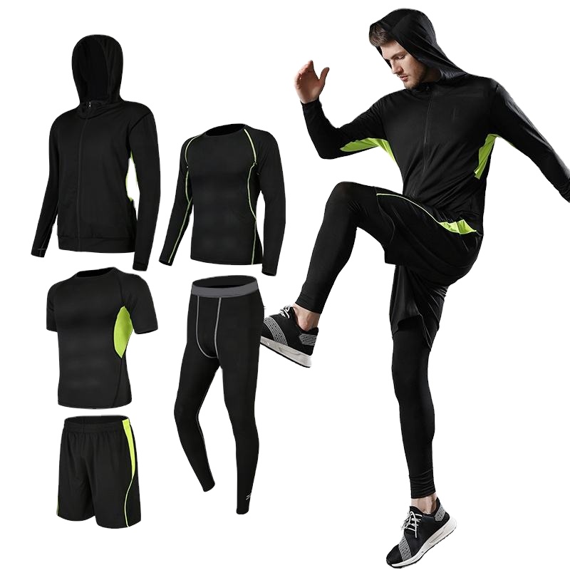 Latest Wholesale High Quality In Trending Fashion With Custom Logo Gym Wear And Sports Wear Set For Men With A 5 Pieces Set 