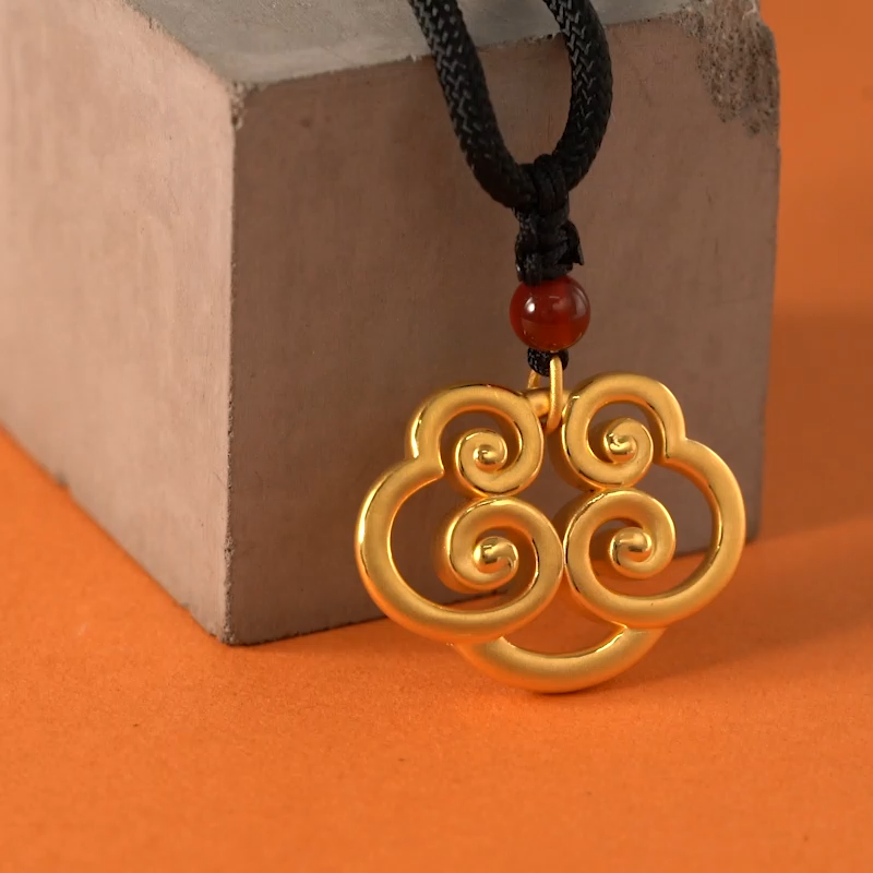 Chow Sang Sang 周生生 Cultural Blessings Daily Bliss 999 Gold Ruyi Lock Necklace for Men and Women 92143N