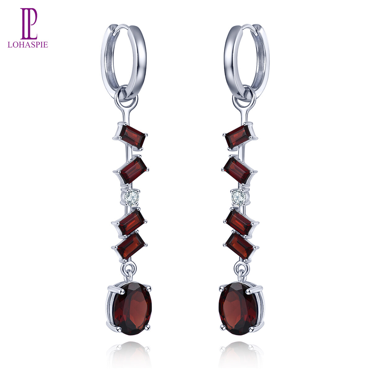 Natural Red Garnet Sterling Silver Clip Drop Earring Style Genuine Colorful Gemstone S925 Jewelry Mother's Day Gifts