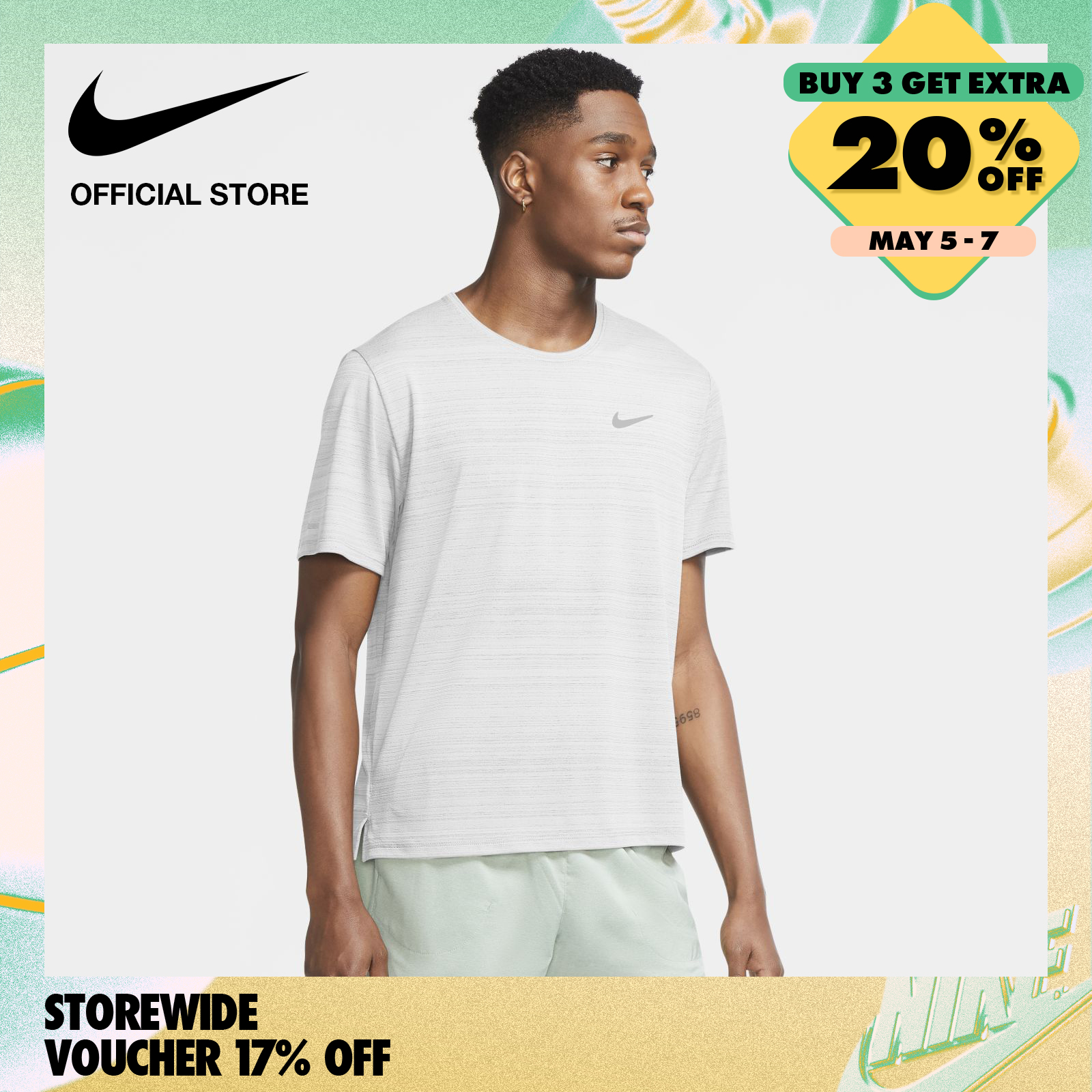 Nike Men's Dri-FIT Miler Short-Sleeve Top - White