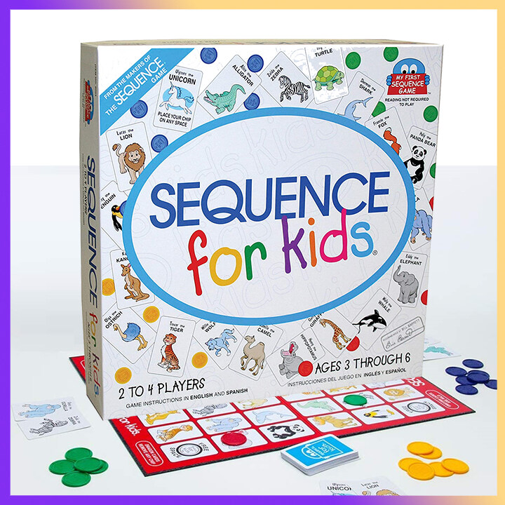 Sequence for Kids the Classic Game | Ages 3 4 5 6 Years Old | Parent-child Strategy Board Games | 2-4 Players | Family Game for Boys and Girls Children Gift Toys