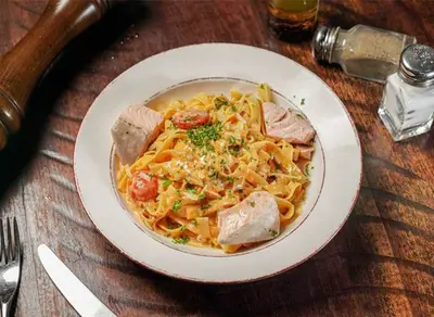 Prawn and Salmon Fettuccine Pasta